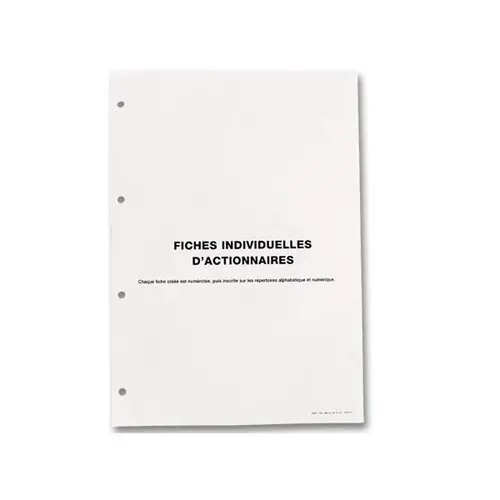 Page de garde pour classeur "Comptabilité des actions de la société