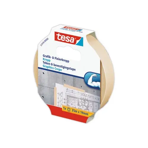 Rouleau d'adhésif de fixation crêpé sans solvant - 25 m x 19 mm - TESA