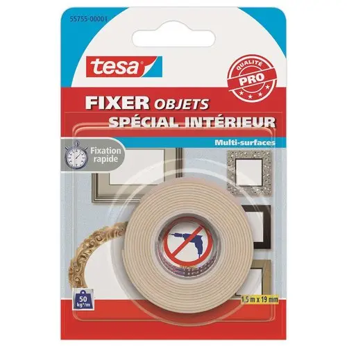 1 Rouleau de mousse adhésive de fixation double face - 1,5 m x 19 mm