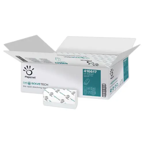20 Paquets de 200 feuilles essuie-mains DissolveTech - 24 x 20,3 cm - PAPERNET