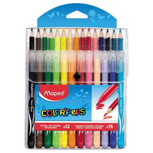 12 feutres + 15 crayons de couleur Color'Peps - MAPED