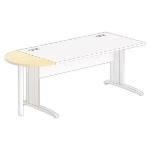 1/2 lune bureau rectangulaire hêtre/blanc