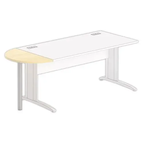 1/2 lune bureau rectangulaire hêtre/alu