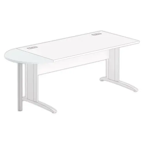 1/2 lune bureau rectangulaire gris/alu