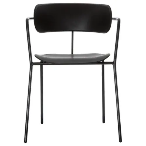 2 Chaises bistro pieds noirs assise noire