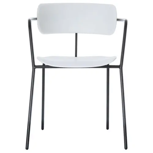 2 Chaises bistro pieds noirs assise blanche