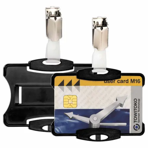 25 porte-carte sécurité ouvert avec clip noir