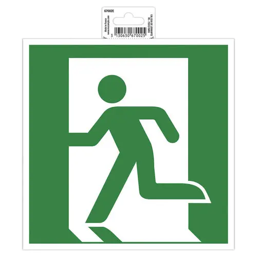 Panneau adhésif évacuation gauche 20 cm - Vert