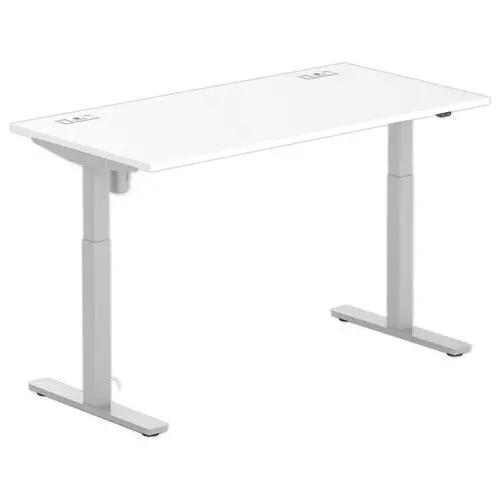 Bureau BERNE électrique 160 x 80 blanc/alu boitier simple
