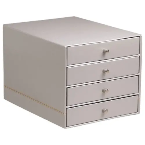 Module de classement Rhodiarama 4 tiroirs simili cuir italien - Argent