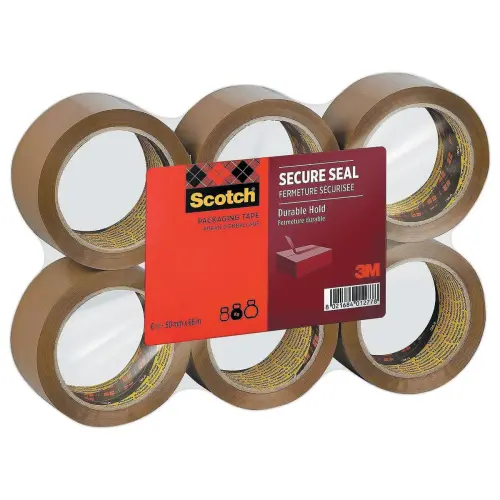 6 rouleaux ruban d'emballage Scotch SECURE SEAL 50 mm x 66 m Havane