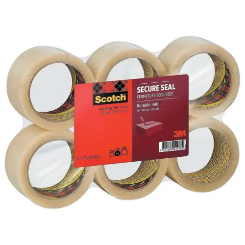 6 rouleaux ruban d'emballage Scotch SECURE SEAL 50 mm x 66 m Transparent