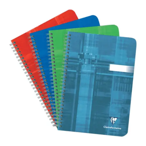 Cahier reliure spirale A5 180 pages petits carreaux- coloris aléatoire