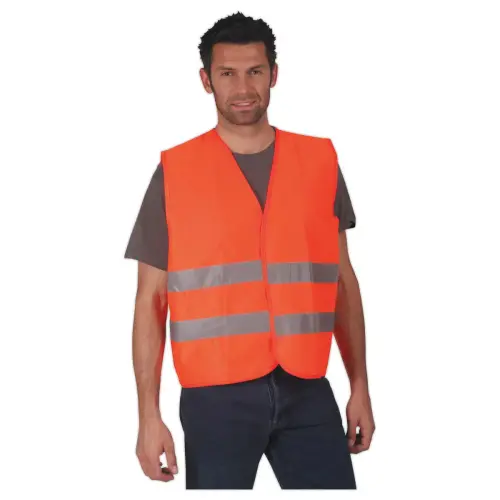 Gilet de sécurité orange - 2 bandes réfléchissantes Taille M