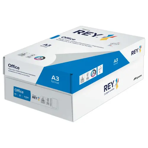 3 ramettes 500 feuilles papier A3 80g très blanc REY Office