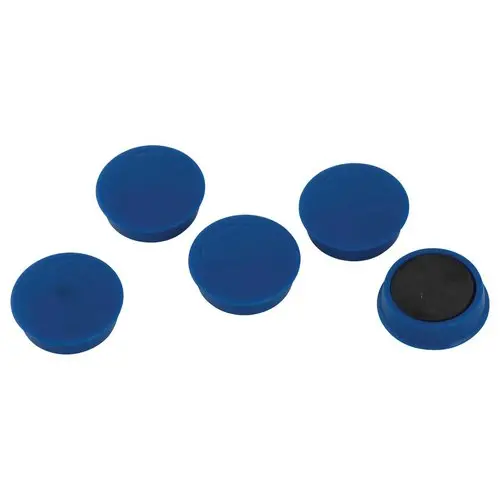 5 Aimants de bureau ronds 27 mm bleus