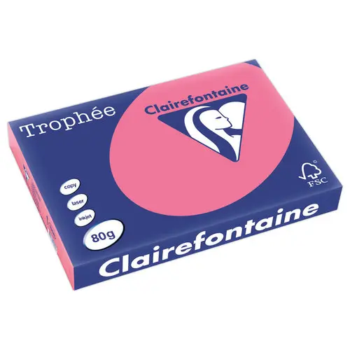 Ramette de papier couleur vive A3 - Trophée 80g - rose Fushia - CLAIREFONTAINE