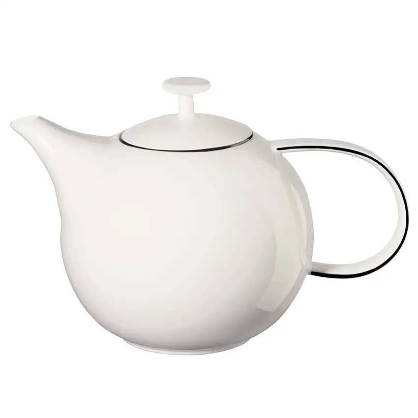 Théière à table ligne noire avec passoire inox