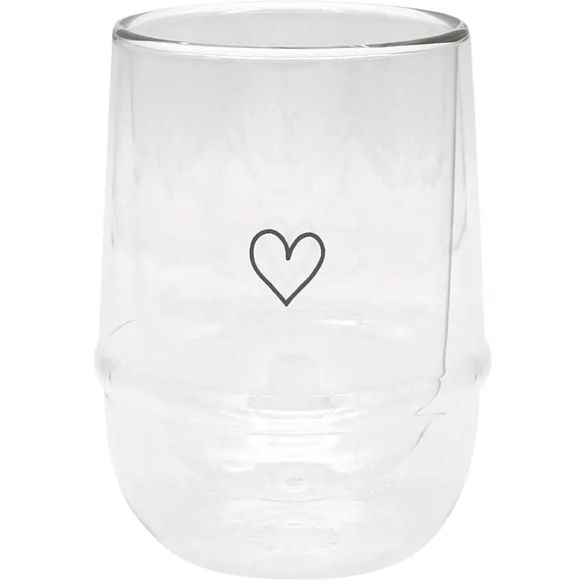 Verre à latte macchiato cœur coupé hibou, à double paroi