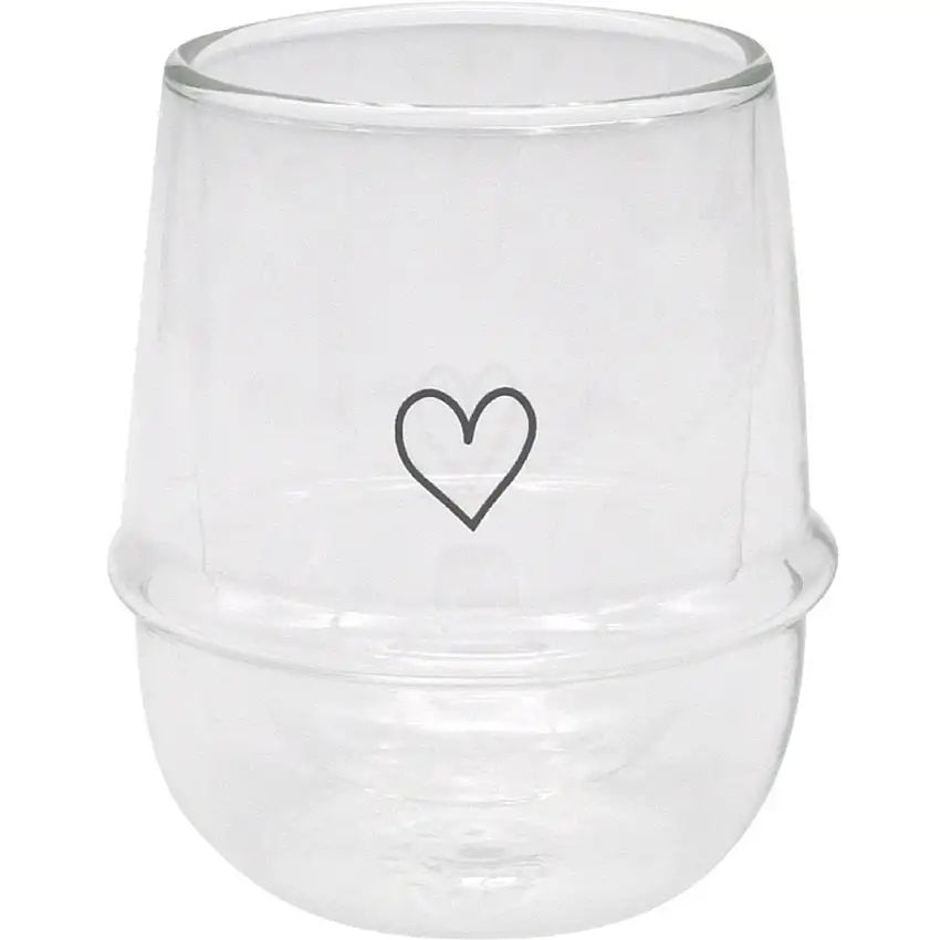 Verre à cappuccino coeur coupé hibou, à double paroi