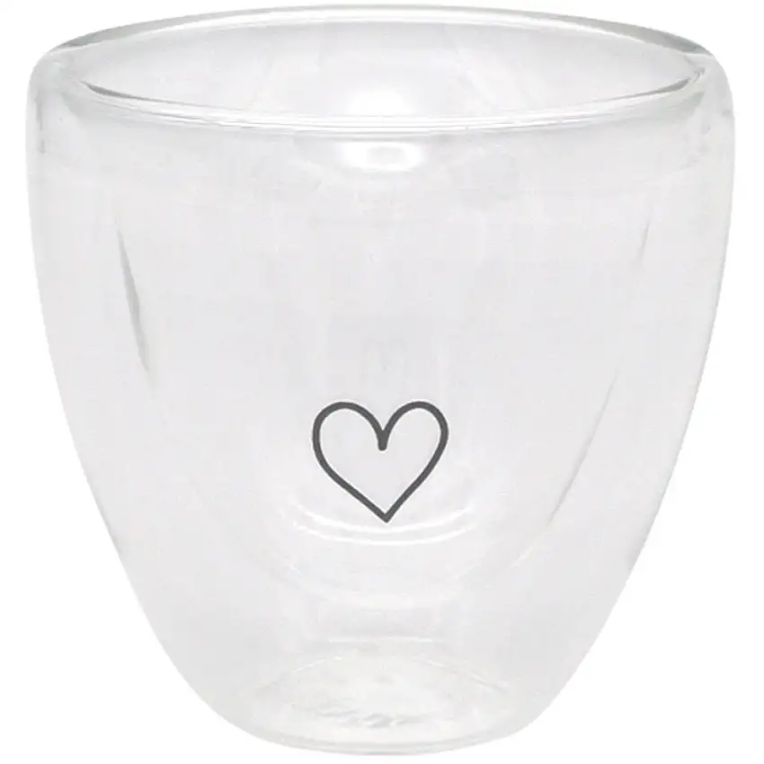 Verre coeur à café coeur coupé hibou, à double paroi
