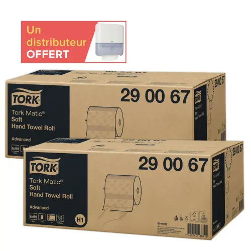 12 bobines (2 cartons de 6) Tork matic H1+ 1 distributeur H1 offert