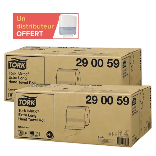 12 bobines ( 2 cartons de 6 ) Tork Matic H1+ 1 distributeur H1 offert