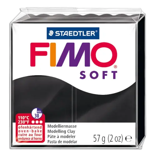 Pâte à cuire Fimo Soft de 57 g coloris Noir