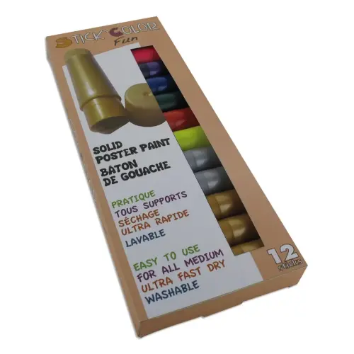 Sticks de gouache 10g - couleurs fluo et métal