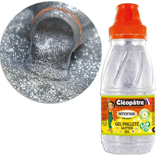 Flacon de gel pailleté couleur argent 250 ml