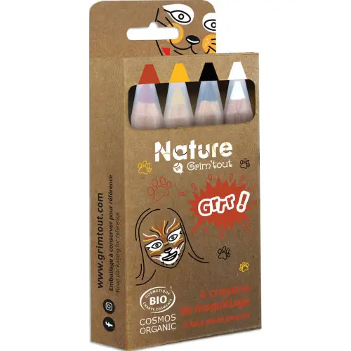 4 Crayons de maquillage - Bio - Thème animalier - GRIM TOUT