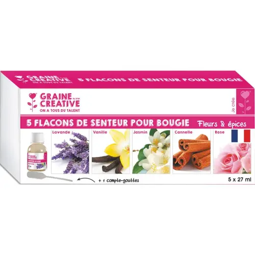 5 Flacons senteurs pour bougies - Fleurs / Epices - GRAINE CREATIVE