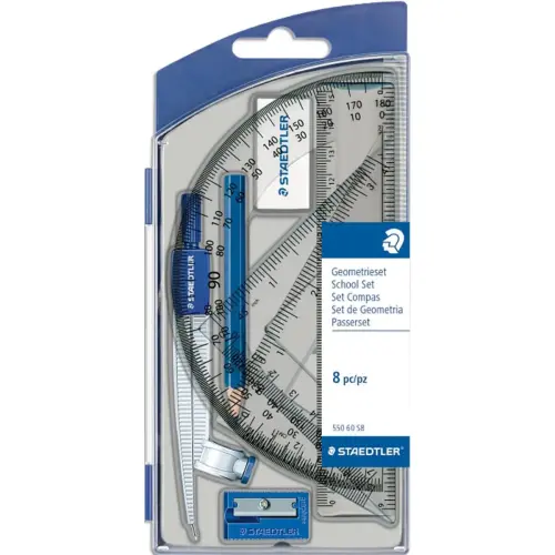 STAEDTLER Set scolaire 1 compas de précision avec attache-compas universelle intégrée + accessoires