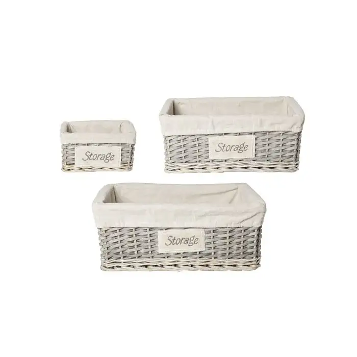Cosy @ Home Panier Paille Gris-blanc -rectangle S5