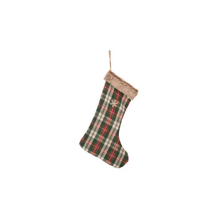 Cosy @ Home Checkers Bas De Noel Rouge Vert 27x1xh40