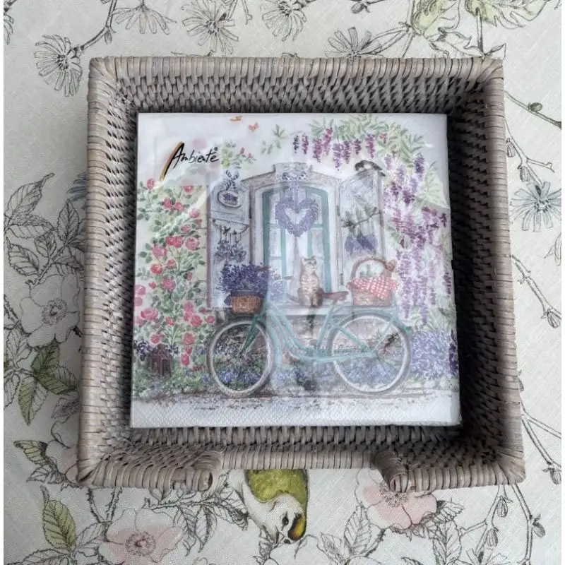 Serviettes en papier "Chat et vélo"